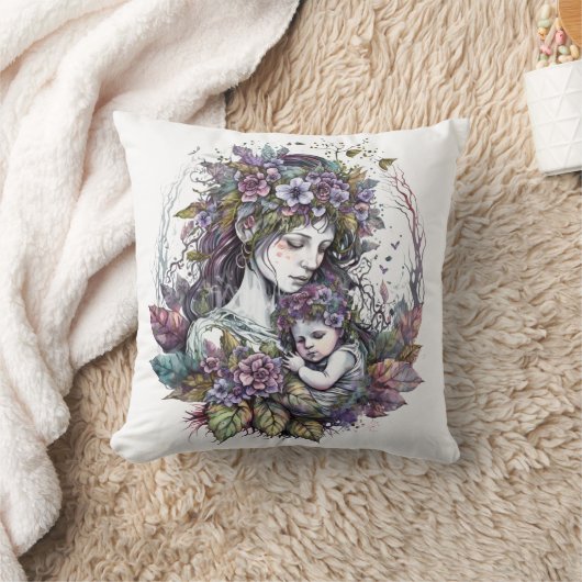 妖精の母と子 クッション (ブランケット)