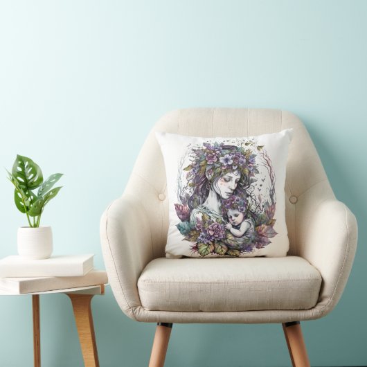 妖精の母と子 クッション (椅子)