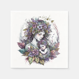 妖精の母と子 スタンダードカクテルナプキン