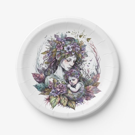 妖精の母と子 ペーパープレート (正面)