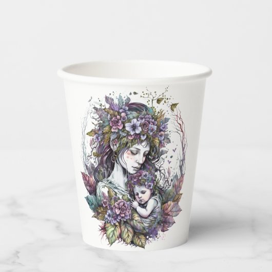 妖精の母と子 紙コップ (正面)