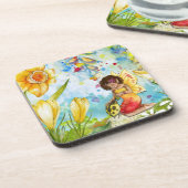 妖精の水色イラストレーション お洒落 コースター (左側)