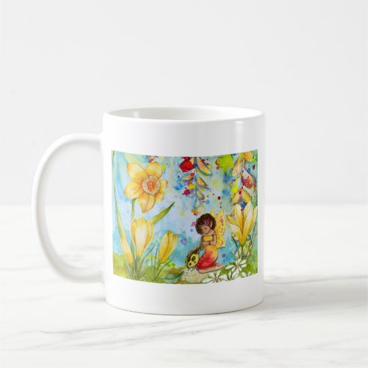 妖精の水色イラストレーション お洒落 コーヒーマグカップ (左)