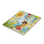 妖精の水色イラストレーション お洒落 タイル (側面)