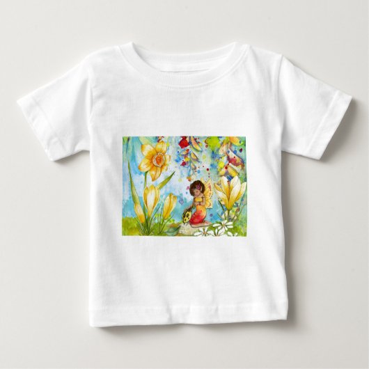 妖精の水色イラストレーション お洒落 ベビーTシャツ (正面)