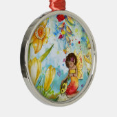 妖精の水色イラストレーション お洒落 メタルオーナメント (右)