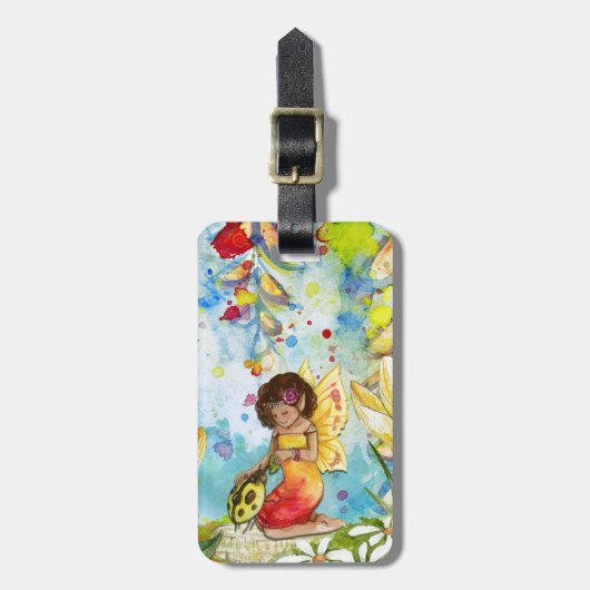 妖精の水色イラストレーション お洒落 ラゲッジタグ (正面縦)