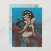 妖精の海賊船の海の郵便はがき ポストカード (正面/裏面)