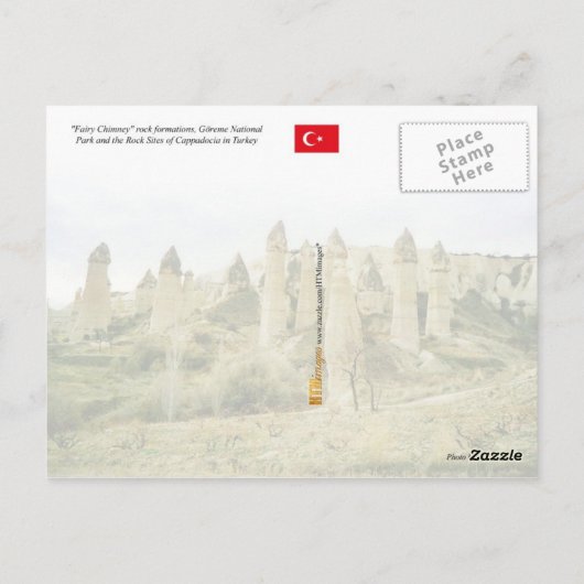 妖精の煙突の岩の形成,カッパドキア,トルコ ポストカード (裏面)