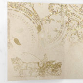 妖精の物語テーマキャッスルキャリッジ金ゴールドグリッター 三つ折り招待状 (内部最初)