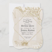 妖精の物語テーマキャッスルキャリッジ金ゴールドグリッター 招待状 (裏面)