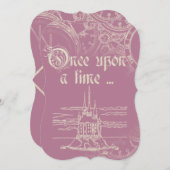 妖精の物語テーマホワイトグリッターエンチャントキャッスル 招待状 (正面/裏面)