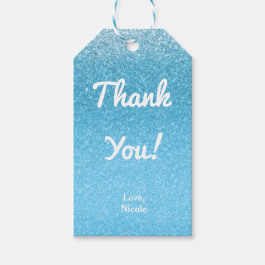 妖精の物語ブルーグリッタースウィート16パーティー好意 ギフトタグ (正面)