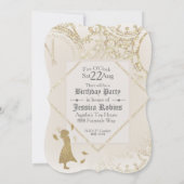 妖精の物語プリンセステーマ金ゴールドグリッター 招待状 (裏面)