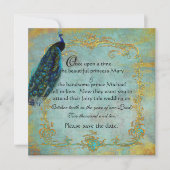 妖精の物語金ゴールドフィリグリーピーコック&クラウン セーブザデート (正面)