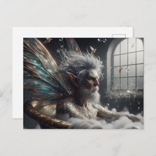妖精の王が金の浴槽でお風呂に|過去記事 ポストカード (正面/裏面)