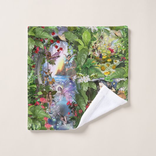 妖精の王国の森の夢の国のファンタジーの物語 ウォッシュタオル (ウォッシュタオル)