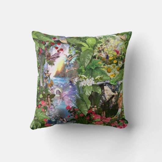 妖精の王国の森の夢の国のファンタジーの物語 クッション (裏面)
