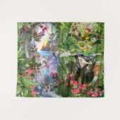 妖精の王国の森の夢の国のファンタジーの物語 タペストリー (正面(横))