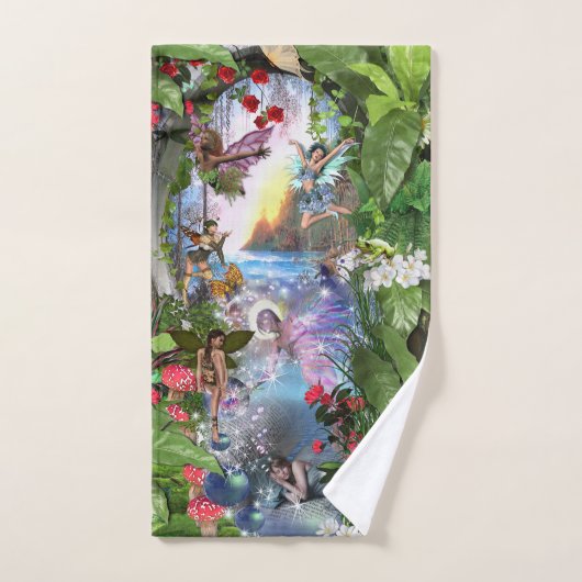 妖精の王国の森の夢の国のファンタジーの物語 バスタオルセット (ハンドタオル)