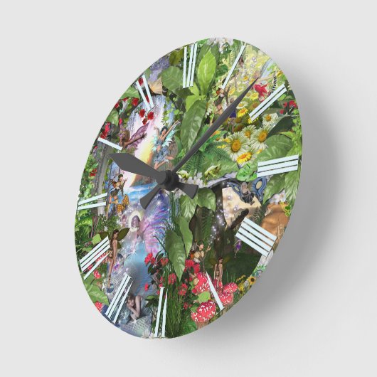 妖精の王国の森の夢の国のファンタジーの物語 ラウンド壁時計 (傾斜)