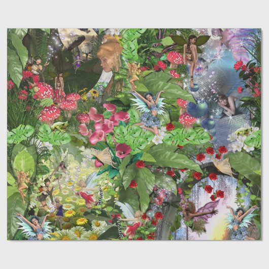 妖精の王国の森の夢の国のファンタジーの物語 ラッピングペーパー (フラット)