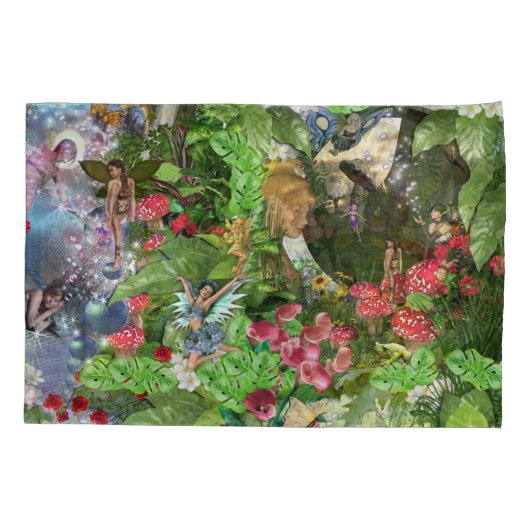 妖精の王国の森の夢の国のファンタジーの物語 枕カバー (裏面)