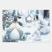 妖精の王女の冬のワンダーランドの森の雪 ラッピングペーパーシート (正面2)