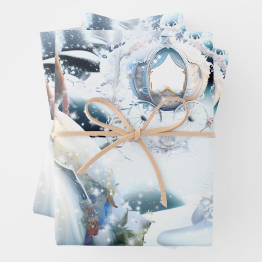 妖精の王女の冬のワンダーランドの森の雪 ラッピングペーパーシート (インサイチュ)