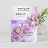 妖精の王女の神話の紫色のおとぎ話テーマ 招待状 (スタンド正面)