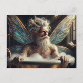 妖精の男の灰色の髪のバブルバス ポストカード (正面)
