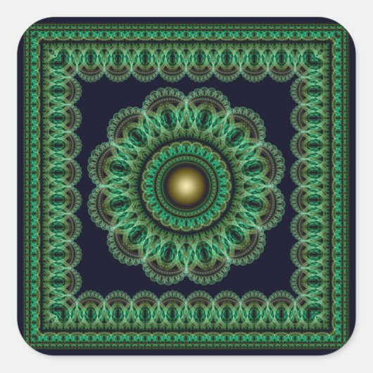 妖精の神聖な額縁のオーナメントスクエアステッカー スクエアシール (正面)