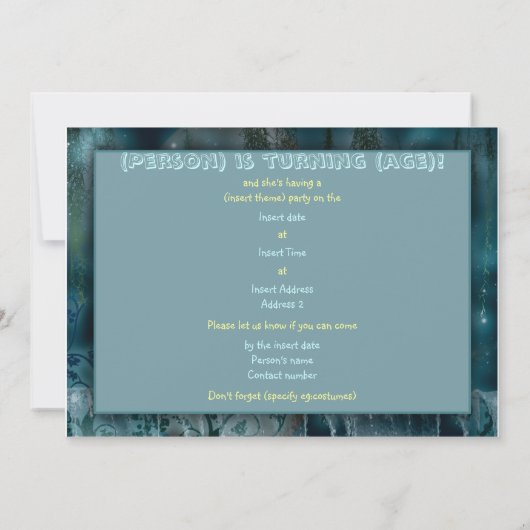 妖精の秘密の庭園 招待状 (裏面)