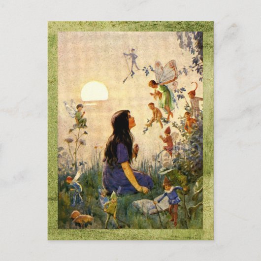 妖精の秘密 – アンティークはがき ポストカード (正面)