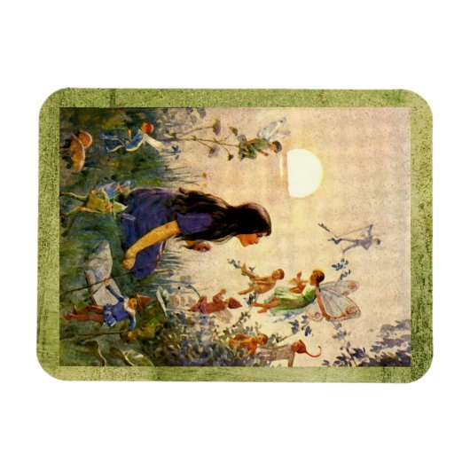 妖精の秘密 – アンティークはがき マグネット (横)