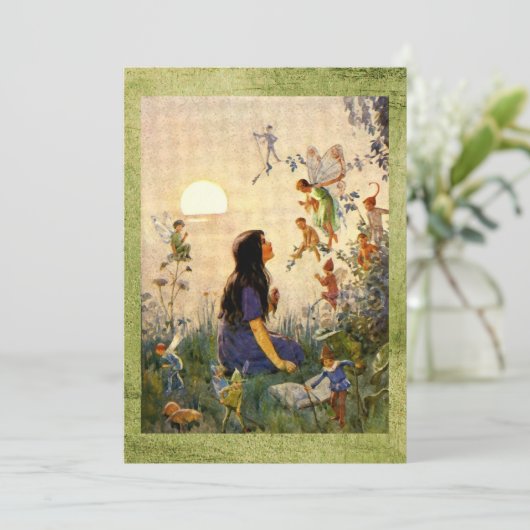 妖精の秘密 – アンティークグリーティングカード カード (スタンド正面)