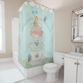 妖精の積み上げティーカップと鳥の小さな女の子装飾 シャワーカーテン (インサイチュ)