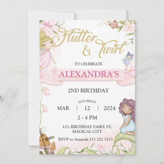 妖精の第2回第3回第4回第5回誕生日森キノコ 招待状 (正面)