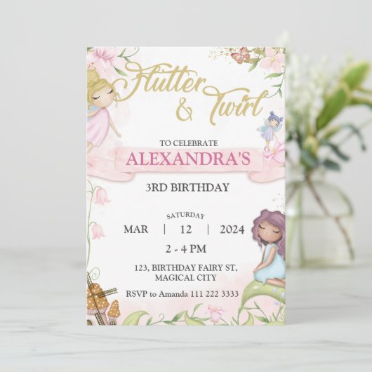 妖精の第3回45番目の第6番目の第7誕生日キノコ 招待状 (スタンド正面)