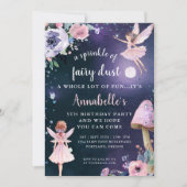 妖精の粉の魔法の魅惑的な誕生日パーティー 招待状 (正面)