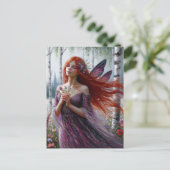 妖精の紫色のドレスで樺の木春森 ポストカード (スタンド正面)