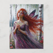 妖精の紫色のドレスで樺の木春森 ポストカード (正面)