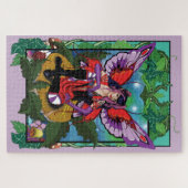 妖精の紫色の赤いキノコゴシック ジグソーパズル (横)