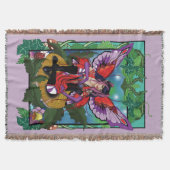 妖精の紫色の赤いキノコゴシック スローブランケット (正面)