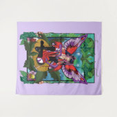 妖精の紫色の赤いキノコゴシック タペストリー (正面(横))