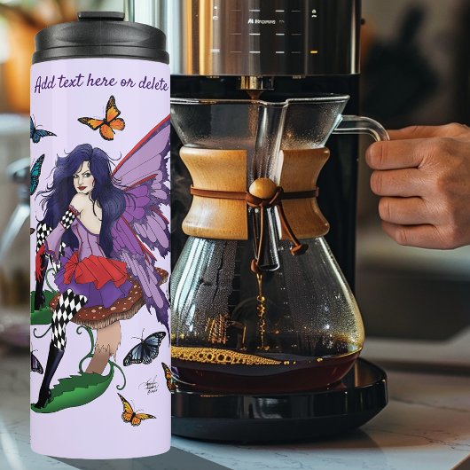 妖精の紫色の赤いキノコゴシック タンブラー