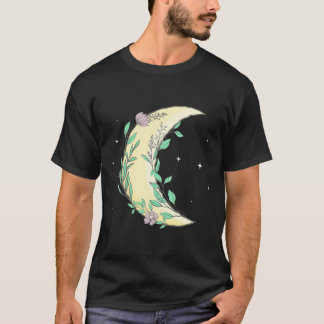 妖精の美的三日月の位相の花 Tシャツ