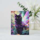 妖精の羽を持つ美しい黒猫 ポストカード (スタンド正面)