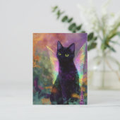 妖精の羽を持つ黒猫 ポストカード (スタンド正面)