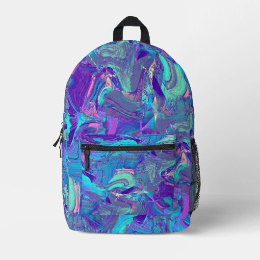 妖精の翼のアートグラス – ブルースとパープル –  プリントバックパック (正面)